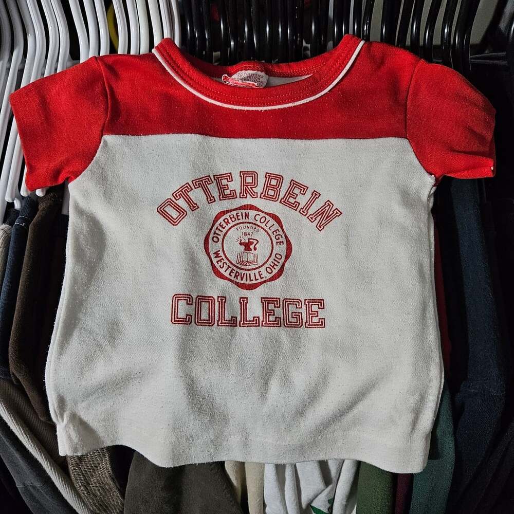70s 80s Otterbein College T-Shirt Size 2 Red White Vintage